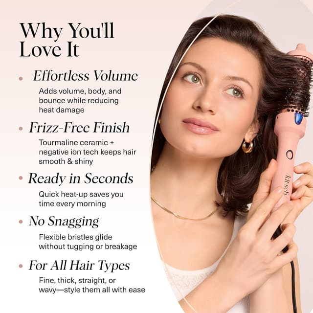 Detalle de Kitsch Thermal Round Brush (Heated Round Brush) with 1.5 in Ceramic Barrel for Blowout Volume & Shine