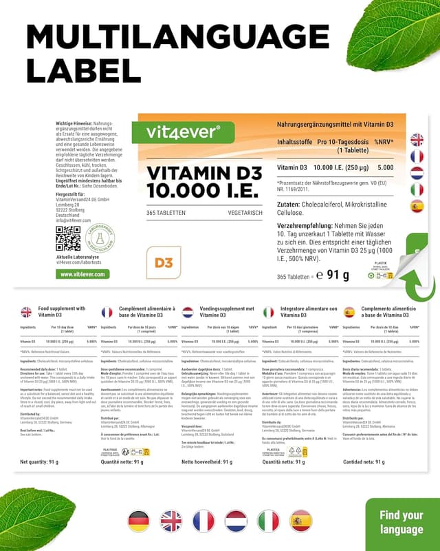 Thumbnail 5 de Vitamin D3 10.000 IE Depot - 365 Tabletten