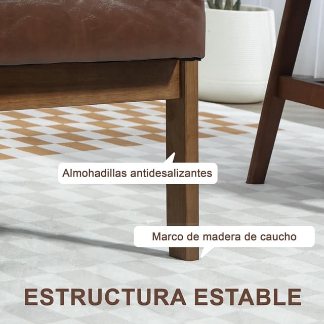 Thumbnail 4 de HOMCOM Sillón de 2 Plazas con PU y madera