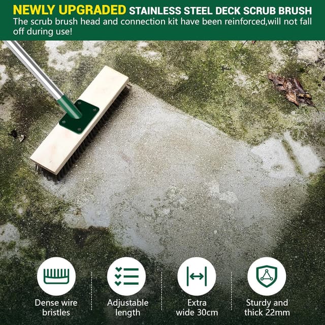 Detalle 2 de ytorgr Heavy Duty Yard Brush Outdoor Wire Broom with 57" Telescopic Handle