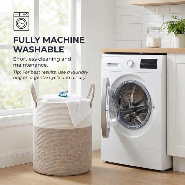 Thumbnail 4 de JMvicyroam Large Woven Laundry Basket 60L