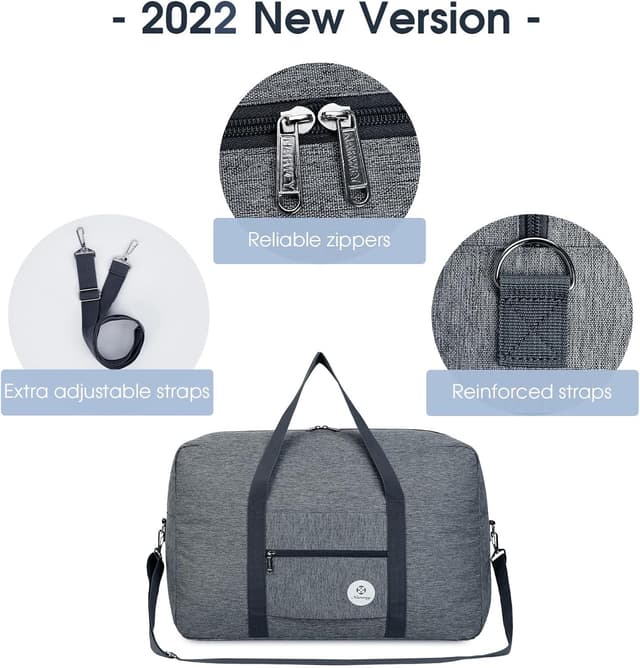 Detalle de for Airlines Large Cabin Bag 56x45x25 Foldable Travel Duffel Bag Holdall Tote (40L) – Thick Series Grey