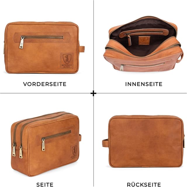 Thumbnail 6 de Berliner Bags Vintage Kulturbeutel Paul aus Leder – braune Kulturtasche für Damen & Herren (28 x 19 x 10 cm)