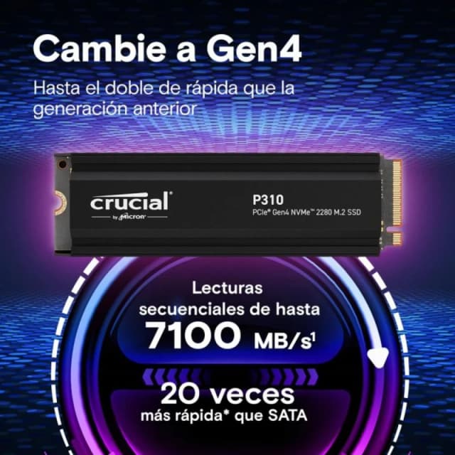 Thumbnail 3 de Crucial P310 2TB M.2 Gen4 NVMe 7100 MB/s con disipador 📷