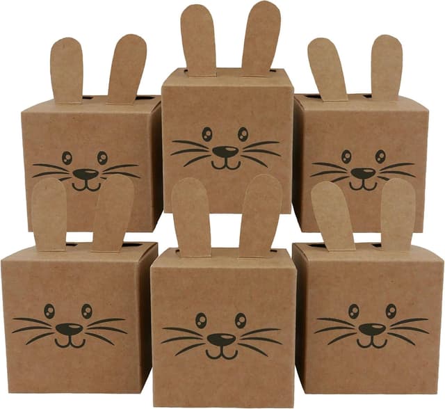 Detalle de Papierdrachen 12 Osterhasenboxen naturbraun