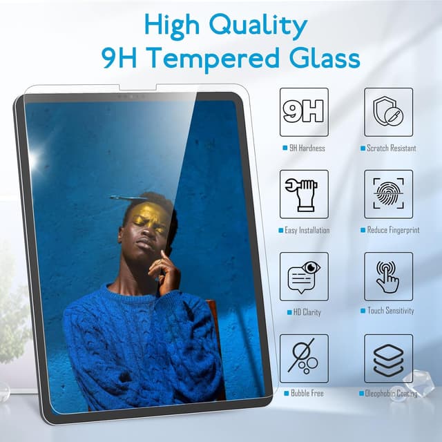 Detalle 2 de MOBDIK Protecteur d’écran en verre trempé pour iPad Pro 11" et iPad Air 5/4 (EZ Kit) – transparent, anti-rayures