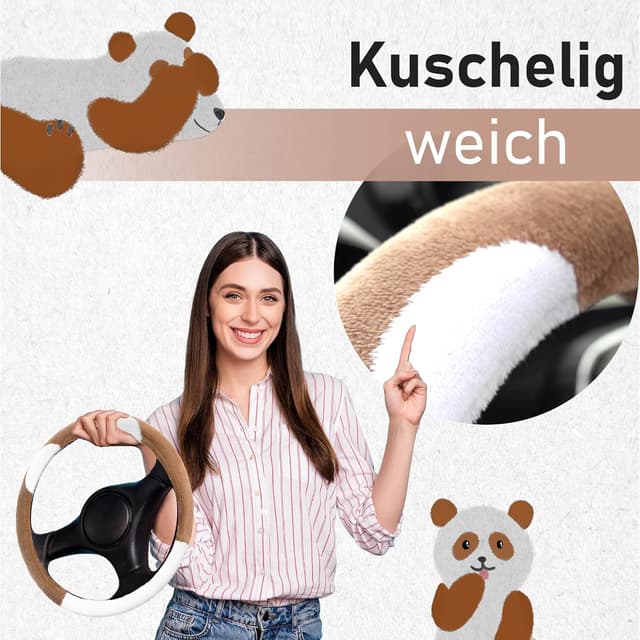 Detalle 2 de Upgrade4cars Lenkradbezug Teddy Plüsch 37-39 cm