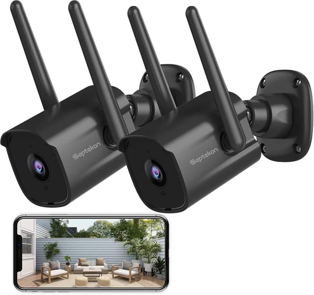 Detalle de Septekon 2K dual antenna security camera pack