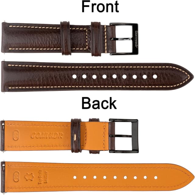 Detalle de Gomvadr pflanzlich gegerbtes Leder Uhrenarmband (Schnellspanner) – Ersatzband in 18/19/20/21/22 mm