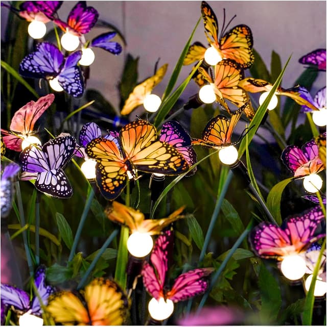 Detalle de DooYard solar garden lights with swaying butterfly effect (2 pack)
