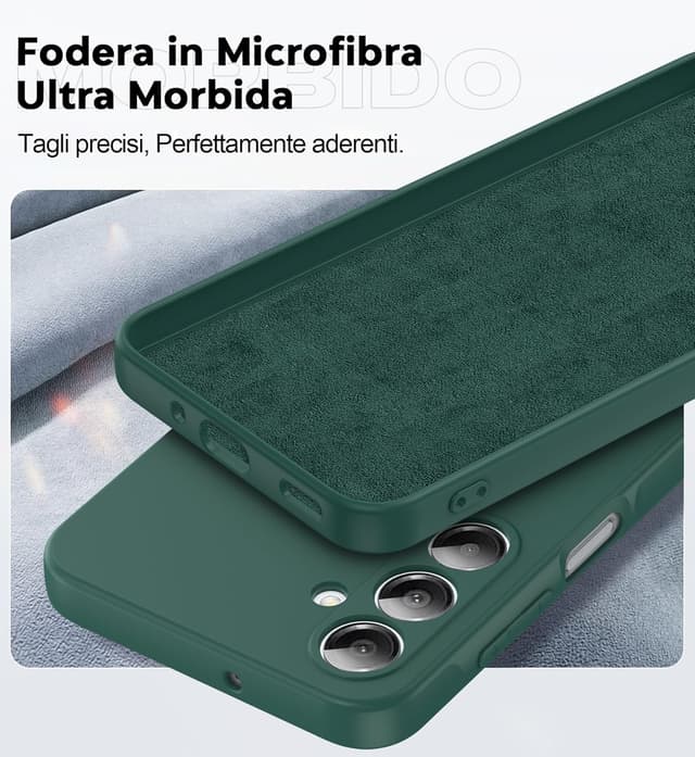 Detalle de LeYi Cover per Samsung Galaxy A16 5G/4G con 2 pezzi vetro temperato, silicone TPU ultra slim verde