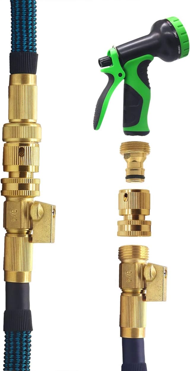 Detalle de 3/4 inch solid brass Garden Hose Quick Connect (1 set, 2 pcs) no-leak male & female adapter