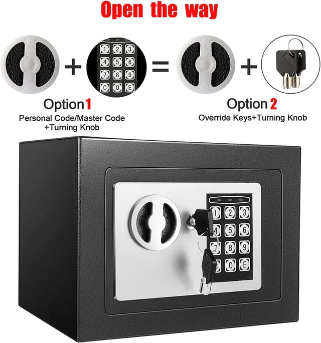 Detalle de 6,6L Tresor Tresor Für Zuhause – elektronischer Safes mit 2 Schlüsseln, feuerfest & wasserdicht