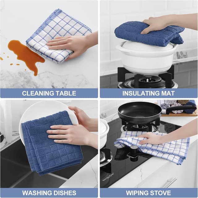Thumbnail 3 de Homaxy Premium Cotton Kitchen Towels 12-pack 16"x28" 🧻