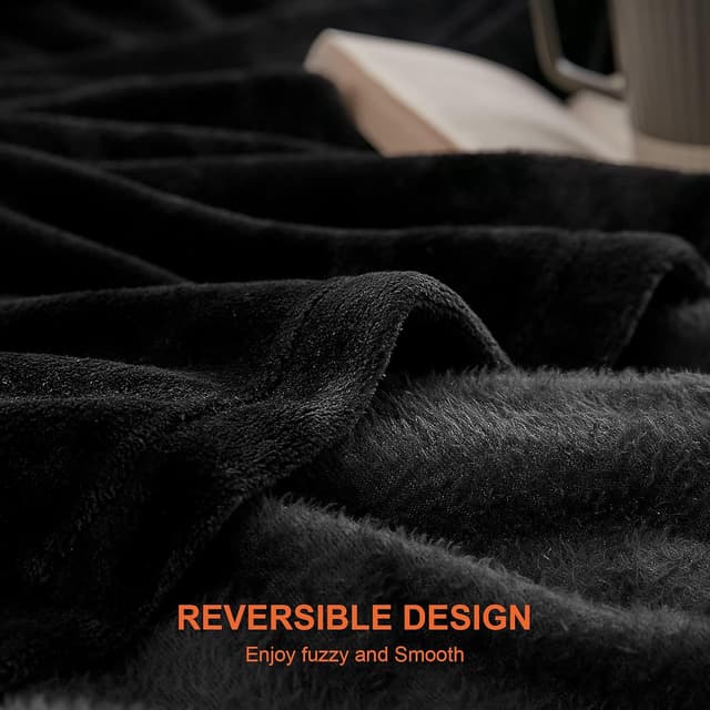 Detalle de EHEYCIGA fleece blanket 220x240cm black