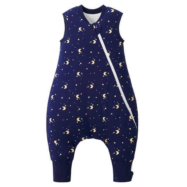 Detalle de Duomiaomiao Baby Schlafsack mit Füßen 2,5 TOG aus 100% Baumwolle (85 cm) – Winterschlafsack für Mädchen mit Cartoon-Mond & Sternen