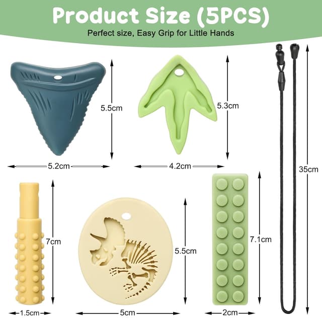 Detalle de CLDY Kaukette für Kinder (5er-Set) aus BPA-freiem Silikon – sensorisches Kauen & Beißring