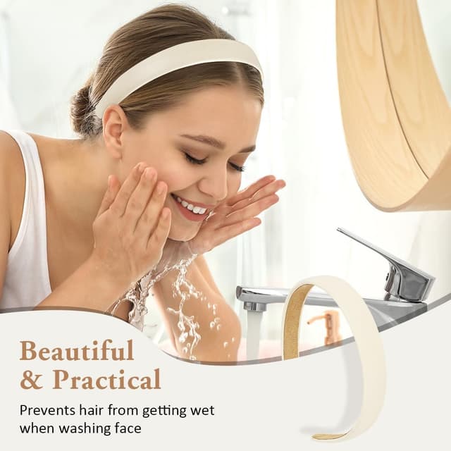 Detalle 2 de LOPHE bandeau femme en cuir PU blanc classique, large anti-glisse