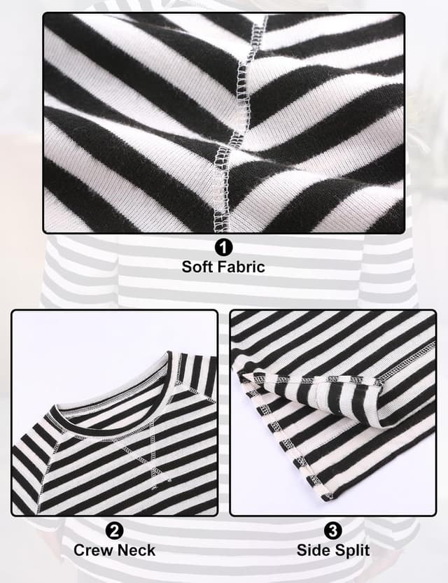 Detalle de Flikity women’s long sleeve striped sweatshirt tunic (crew neck) in 65% rayon/35% polyester