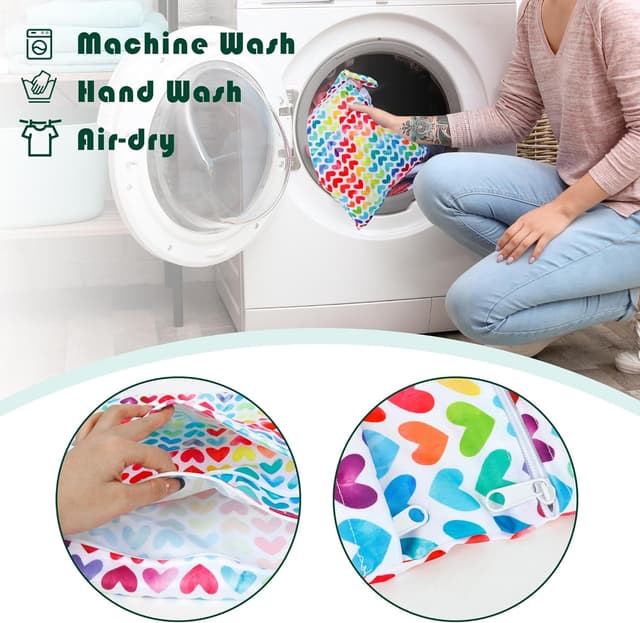 Detalle de Rinfency 3er Wetbag-Set (groß) für Kindergarten, wasserdichte Nappy-/Bade-Taschen – rosa