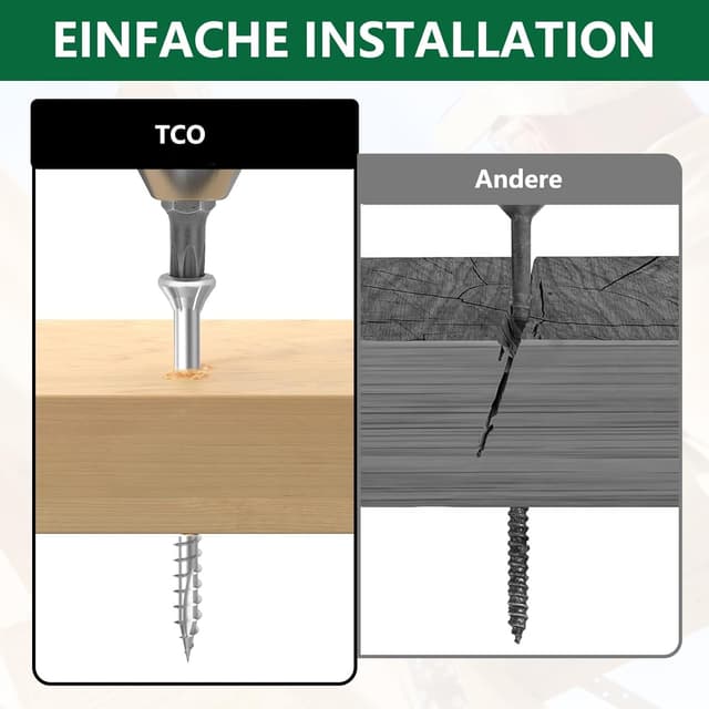 Detalle 2 de TCO Vis pour terrasse 5x60 acier inoxydable A2 (tête fraisée) + embout T25