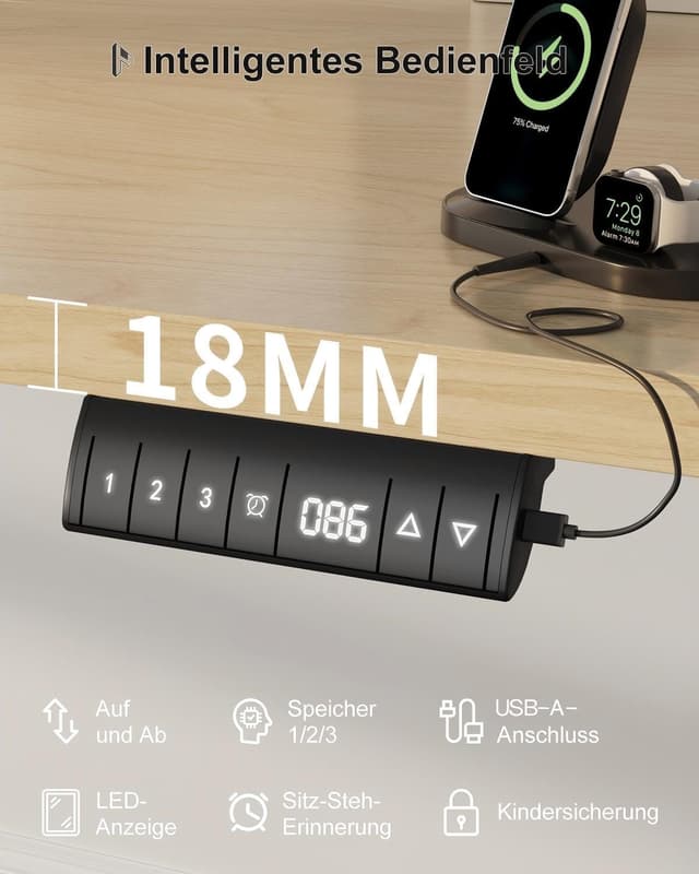 Thumbnail 3 de Homall Höhenverstellbarer Schreibtisch 120x70cm