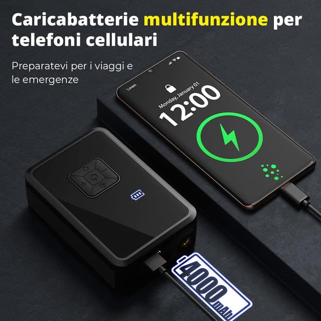 Thumbnail 4 de Oasser Mini Compressore Portatile 150 PSI con LCD e torcia