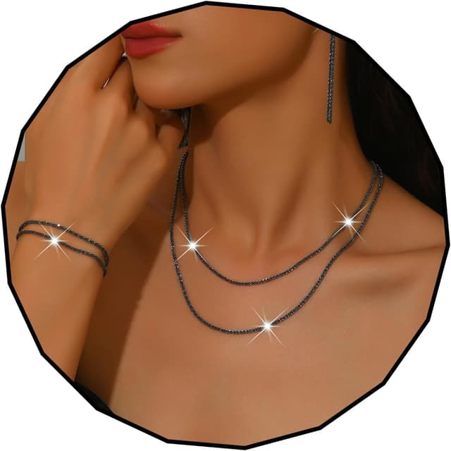 Detalle de CCAIPU Schmuckset für Damen (925er Silber) mit Halskette, Ohrringen & Armband