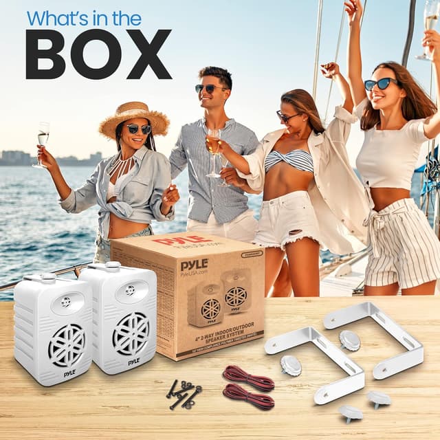 Detalle 2 de Pyle : paire d’enceintes intérieures/extérieures 2 voies résistantes à l’eau (4”) avec tweeter polymère