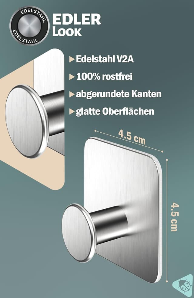 Detalle de Menz Handtuchhalter ohne Bohren – 5er Set selbstklebende Edelstahl-Handtuchhaken mit 3M-Klebe-Pads