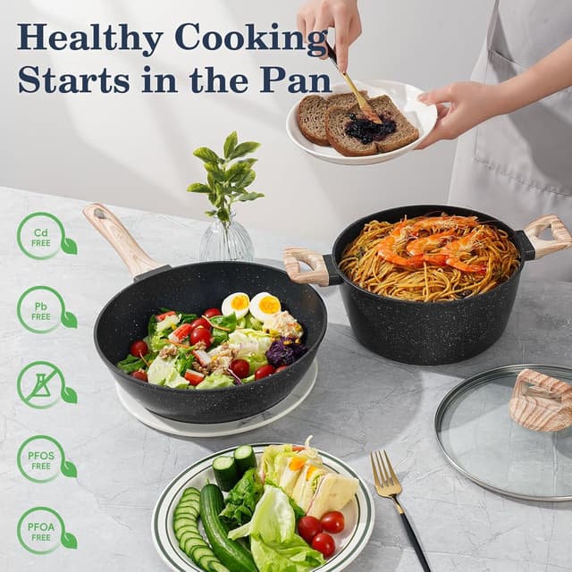 Detalle 2 de SODAY 12-Piece Granite Nonstick Cookware Set