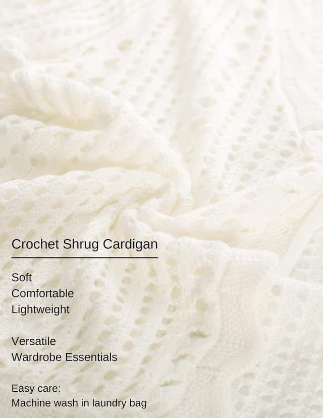 Detalle de Kate Kasin Women Crochet Shrug Sweater Tie-Front Bolero (Short Sleeve Cropped Cardigan)