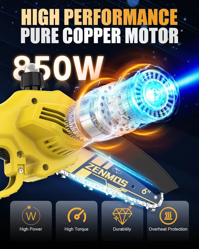 Detalle 2 de Zenmos Mini 6in Cordless Chainsaw