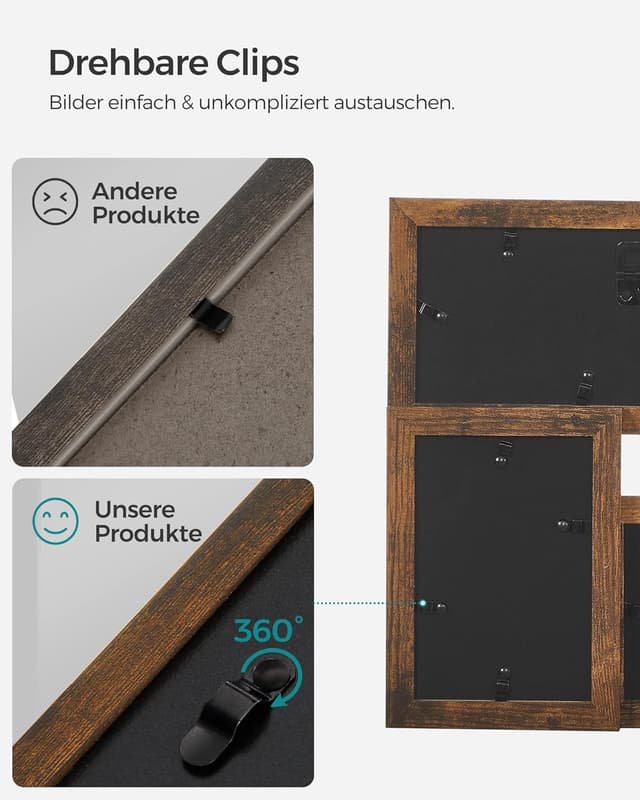 Detalle 2 de SONGMICS Collage-Bilderrahmen 4er Set 10 x 15