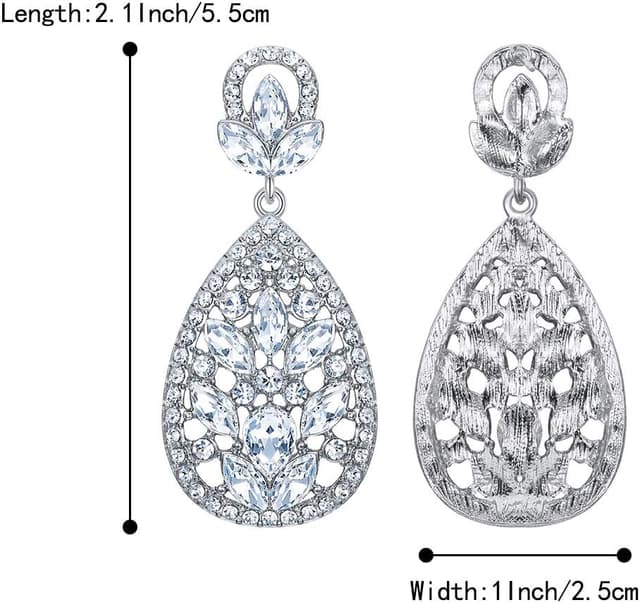 Detalle de Parure de bijoux femme Clearine en cristal transparent (collier, boucles d’oreilles et bracelet)