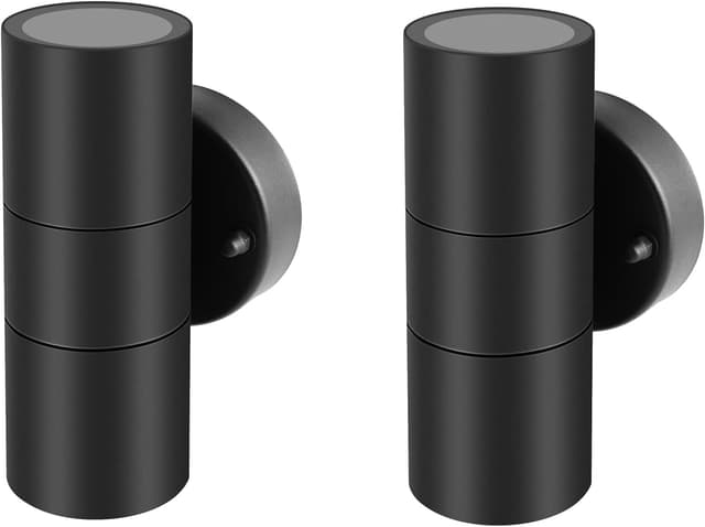 Detalle de Kerry Outdoor Wall Lights up & down mains powered, black stainless steel IP44 (2 pack)