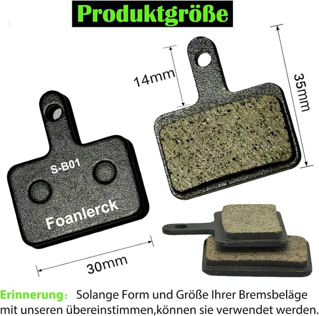 Detalle de Foanlerck 4 Paar Bremsbeläge für Fahrrad – Resin/Semi-Metallic für Shimano B01S/B03S/B05S und diverse Shimano-Modelle