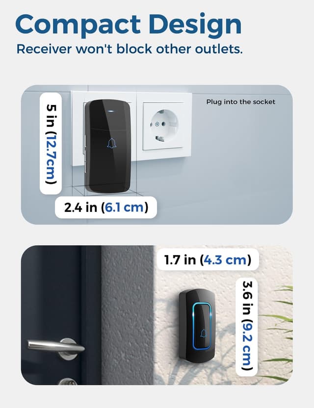 Detalle de AVANTEK wireless doorbell 1312 ft range kit
