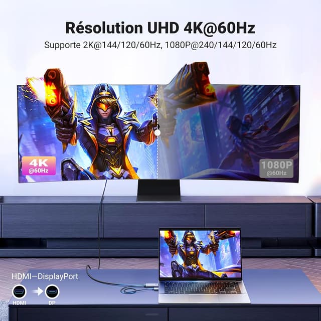 Detalle 2 de UGREEN HDMI vers DisplayPort 4K 60Hz