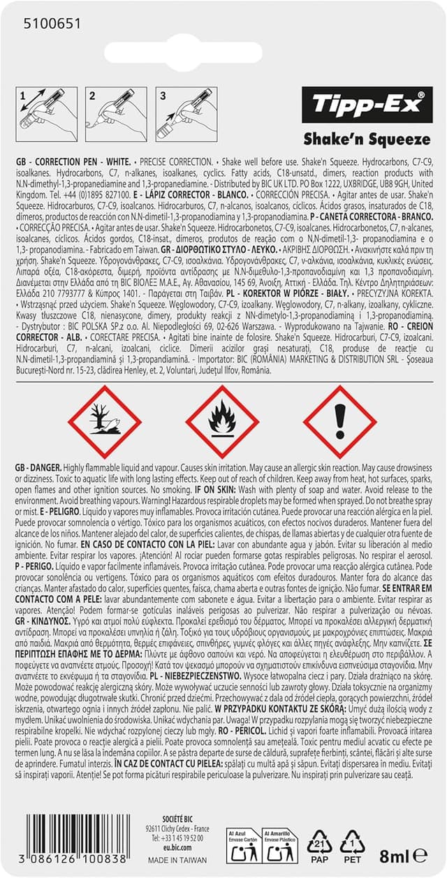 Thumbnail 2 de BIC Tipp-Ex Shake'n Squeeze Corrector Líquido 8 ml