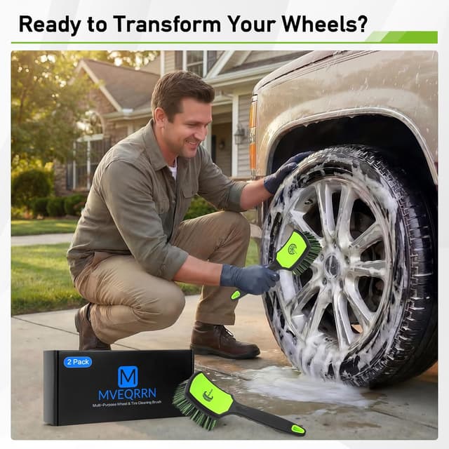 Thumbnail 6 de MVEQRRN Non-Scratch 2-Pack Car Wheel & Tire Cleaning Brush Kit (Soft & Stiff Bristles)