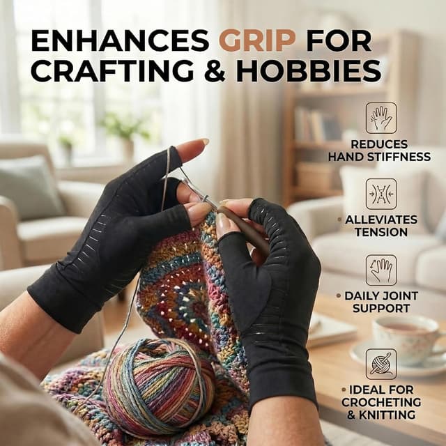 Detalle de AovYoo 2 Pairs Copper Compression Gloves (M) for Arthritis, Raynaud’s and Wrist Support