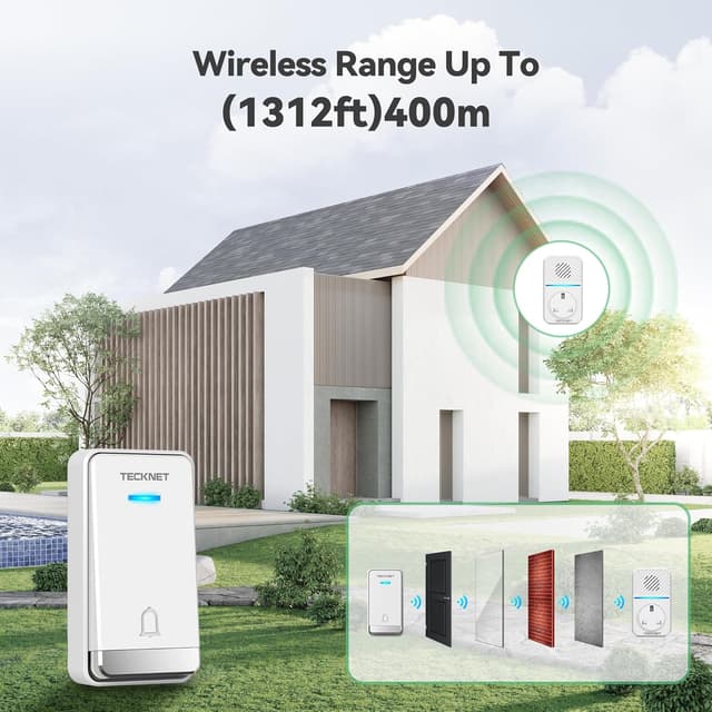 Thumbnail 2 de TECKNET 2-in-1 Wireless Doorbell 1300ft Range