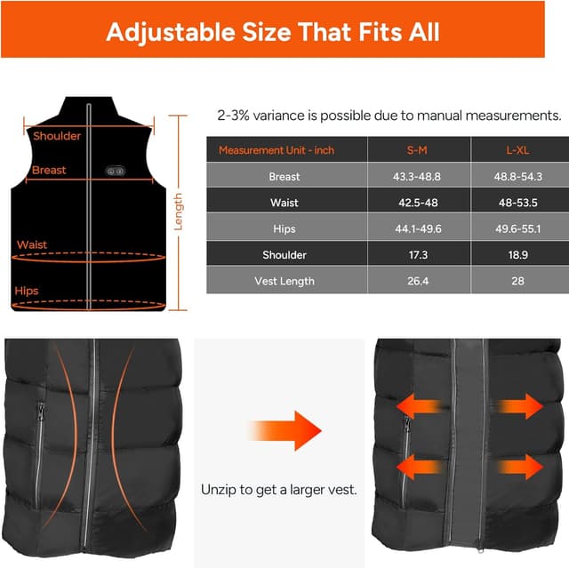 Thumbnail 3 de DR.PREPARE Heated Gilet Unisex heated vest with 3 levels