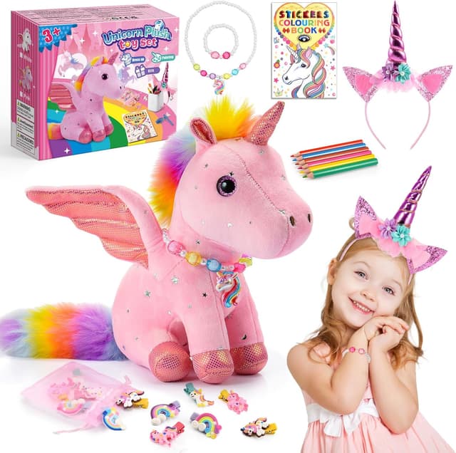 Detalle de EUCOCO Regalo unicornio peluche juego 6 pinceles