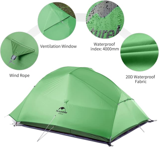 Detalle de Naturehike Cloud-Up 3 : tente de camping ultra-légère autoportante imperméable pour 3 personnes