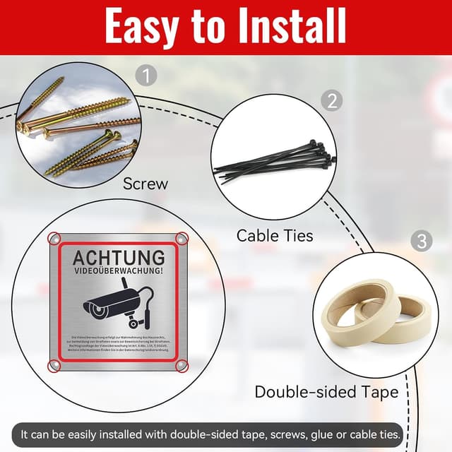 Detalle 2 de Videoüberwachung Schild 15x15 cm, 2 Stück