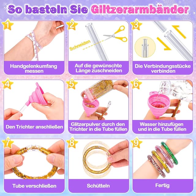 Thumbnail 3 de Bastelset Glitzerarmbänder 8er Set 🎨