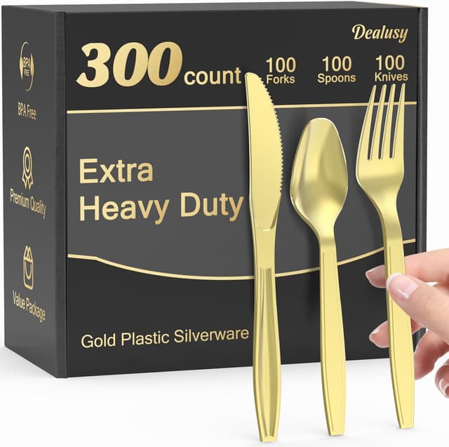 Imagen de Dealusy 300 Count Gold Silverware 🍽 en OfertitasTOP