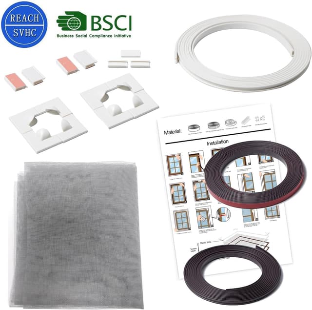 Detalle 2 de NeatiEase Adjustable DIY Magnetic Fly Screen for Windows (Max 150 x 180 cm) – White Frame, Grey Mesh